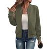 nicticsi Giacca da Baseball da Donna Basic Jacket di Transizione con Cerniera Tinta Unita Outwear Girocollo Casual Giacchetto a Maniche Lunghe A Verde Militare XL