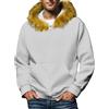 Generic Felpa con cappuccio con zip in pelliccia sintetica con cappuccio, colore crema, tasche frontali, polsini a costine, caldo cappotto invernale da uomo unisex streetwear grande e alto, bianco, L