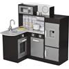 HOMCOM Cucina per Bambini 14 Accessori Lavandino Frigo Microonde in Legno