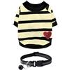 RELKLYU 1 Vestito A Strisce E 1 Colletto A Campana, Vestiti per Animali Domestici Carini, Forniture per Gli Stading, T-Shirt Morbido per Animali Domestici.