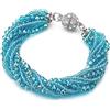 COOLSTEELANDBEYOND Blu Cristallo Perlina Multi-Fila Bracciale Braccialetto con Strass Palla Charms Chiusura Magnetica
