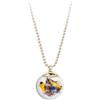 Gioielli Botanici Collana Millefiori in Acciaio Inox Oro, Ampolla in Vetro con Fiori Naturali