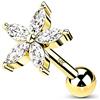 CM Crareesi Mania Orecchini a elica in oro giallo massiccio 9 K a forma di fiore, 16 G, per cartilagine, 6 mm, orecchini a perno con zirconia cubica trasparente, per ragazze