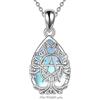 YFN Triple Moon Goddess - Collana in argento sterling con pentagramma opale/turchese con ciondolo Pagan Wiccan Magic Amuleto albero della vita, gioielli per uomo e donna