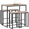 SoBuy Penisola da Cucina con 4 Sgabelli Tavolo da Bar Alto con Set da 5 Pezzi per Cucina e Sala da Pranzo, Salvaspazio per Cucine Piccole, Balcone o Giardino Finitura Legno 100x60x93 cm OGT15‑N