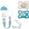 MAM ciuccio silicone 0-6 mesi, 2 pezzi confezione per la sterilizzazione e il trasporto & MAM Clip it ! & Cover