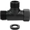 HATOOLHA Raccordo per valvola ad angolo deviatore per WC, rubinetto a forma di T, adattatore per acqua valvola deviatore a 3 vie, connettore per tubo flessibile (nero opaco)