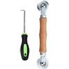 Lpraer Avvolgitore retrattile per finestra spline Roller, strisce di gomma, gancio a doppia ruota, con manico in legno per finestre, guarnizione per porta come zanzariera, accessorio per listelli