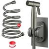 DEANKEJI 2 Metri Inossidabile Doccetta per Bidet Set, Grigio Scuro Doccettaperbide con Tubo Flessibile, Doccino per WC, per Bagno, Cucina, Hotel