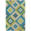 Pierre Tappeti Tappeto moderno AVANA VERDE BLU geometrico etnico kilim, Tappeto arredo soggiorno salotto camera lavabile anti-scivolo cm.140x200