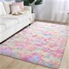 AIMECO Tappeto a pelo lungo, arcobaleno, carpet, per soggiorno, 200 x 200 cm, antiscivolo, extra grande, per camera da letto, camera da letto e cameretta dei bambini.