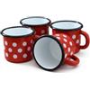 Madacha 4 tazze in metallo smaltato rosso a pois da 500 ml