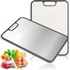 YYTECH Tagliere in Acciaio Inox Alimentare, Tagliere Acciaio Inox, Taglieres doppio lato, Scanalatura per il Succo, Copertura in Silicone Antiscivolo, per carne, pane, verdure e frutta