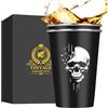 MR.BARWARE Bicchiere da birra con teschio (0,5 l), regalo di birra con teschio, regalo gotico, regalo di Halloween, regalo di Natale per uomini (acciaio inox, set da 2)