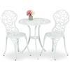 Relaxdays Set da Bistrot da 3, Tavolino da Giardino, 2 Sedie da Balcone, in Alluminio Stile Ferro Battuto, Bianco