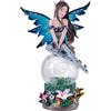 DRW Figura Fata Blu su Sfera di Cristallo di Resina Dipinta A Mano 16 cm