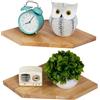 Gieanoo Set di 2 mensole angolari, in legno di rovere massiccio, bianco, galleggianti, organizer da parete con foro per fil di ferro, piccole piante, per cucina, soggiorno, camera da letto, naturale