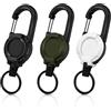Wonwood_direct Portachiavi retrattile 3 pezzi Portachiavi Allungabile Badge JoJo Porta Badge con filo d'acciaio da 60 cm, portabadge retrattile con moschettone (Nero+Verde+Bianco)