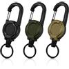 Wonwood_direct Portachiavi retrattile 3 pezzi Portachiavi Allungabile Badge JoJo con filo d'acciaio da 60 cm, portabadge retrattile con moschettone (Nero+Verde+Kaki)