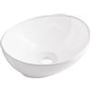 Aqua Uno AQUAUNO GOYA - Lavabo da appoggio, 42 x 33 cm, ovale, in ceramica bianca, senza foro per rubinetto e troppopieno, per sanitari, bagno e WC per ospiti