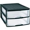 Acan Tradineur Cassettiera da Scrivania 2 Cassetti Trasparenti Torre Storage Armadietto Bagno Ufficio - Made in Spagna - 18 x 27 x 35,5 cm - Nero