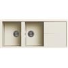 ELLECI Lavello Cucina 2 Vasche da Incasso con Gocciolatoio Larghezza 116 Cm materiale Granitek Serie Unico 500 colore Bianco Antico 62 - LGU50062