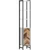 HOMCOM Mobile da bagno alto con 3 ripiani aperti 1 anta e ripiano regolabile Unità ausiliaria da bagno con sistema antiribaltamento 30x30x170 cm Bianco e noce