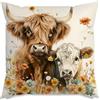 DII Set 4 Federe Cuscino 45x45 Cm – Motivo Mucca Mercato Contadino, 100% Cotone