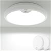 Peasur Lampada da soffitto a LED con sensore di movimento, funzionamento a batteria, 2 pezzi, 18 cm, per interni esterni, 300 lm, 6000 K, lampada da soffitto per armadio, balcone, ripostiglio,