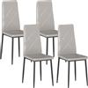 HOMCOM Set di 4 Sedie da Pranzo con Schienale Alto in Finta Pelle e Acciaio, 41x50x97cm, Grigio | Aosom Italy