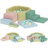 AIYAPLAY Set 15 Blocchi di Costruzioni Morbide Modulabili per Bambini con 200 Palline per Uso Interno, Multicolore | Aosom Italy