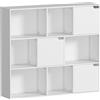 HOMCOM Libreria a Cubi con 6 Sezioni Aperte e 3 Chiuse, in Legno Bianco, 106x24x95 cm | Aosom Italy