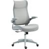 HOMCOM Sedia da Ufficio Ergonomica con Braccioli Regolabili, Schienale a Rete e Poggiatesta, Grigio | Aosom Italy