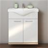 KAMALU Mobile bagno a terra o sospeso 65 cm bicolore bianco e legno chiaro | LAC-ESTIA-65