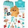 SOGAWEBB Valigetta Dottore Bambini, Kit Veterinario di Legno, Kit Dottoressa Bambina con Peluche Cane, Valigetta Dottoressa Bambina con Camice e Cappello, Giochi Bambini 3 Anni(Verde)