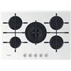 WHIRLPOOL Piano Cottura a Gas, 73 cm, 5 Fuochi, Vetro Bianco - GOWL758/WH