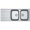 FRANKE, Lavello con 2 vasche con gocciolatoio a sinistra, a incasso, Base 80, 1160x500mm, Acciaio inox satinato - SKX 621-116