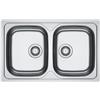 FRANKE, Lavello senza gocciolatoio a 2 vasche, a incasso, base 80, 800x500mm, Acciaio inox satinato - SKX 620-34-34/80