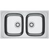 FRANKE, Lavello con 2 vasche senza gocciolatoio, a incasso, Base 80, 860x500mm, Acciaio inox satinato - SKX 620-34-34/86