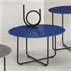 MABLOA Tavolino tondo con piano vetro temperato verniciato Blu JON 60 - MABLOA