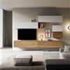 Itamoby Parete attrezzata in legno sospesa moderna L.308xP.39,5 bianco e quercia A10