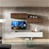 Itamoby Parete attrezzata in legno sospesa moderna L268xP39.5 bianco e noce A02