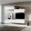 Itamoby Parete attrezzata in legno sospesa moderna L268xP39.5 Bianco Frassino A01