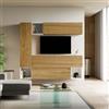 Itamoby Parete attrezzata Isoka A26 L.214 H.194 P.39,5 Quercia e Bianco
