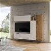 Itamoby Parete soggiorno Isoka A18 L.214 H.174 P.39,5 Bianco e Quercia