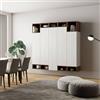 Itamoby Parete soggiorno verticale Isoka A35 L.200 H.194 P.39,5 Bianco e Noce