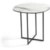 Capodarte Tavolino in metallo con piano in vetro effetto Marmo Bianco GINNI 50 - Capodarte
