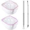 Yokilly Ciotola Per L'ammollo Delle Unghie,2 Pezzi Soak Off Gel Polish Dip Powder Remover Manicure Con Sbucciatore Cuticole Triangolare E Strumento Nail Art In Acciaio Inossidabile