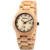 Alienwork Orologio Uomo Donna Giallo Bracciale in Legno Calendario Data Legno Naturale