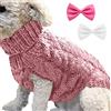 PFLYPF 1 maglione a collo alto, per animali domestici, maglione caldo per cani, accessorio per animali domestici (L, rosa)